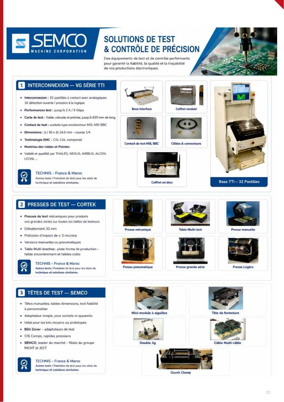 SEMCO – Solutions de test & contrôle de précision - page 23 du catalogue TEKNIS 2026