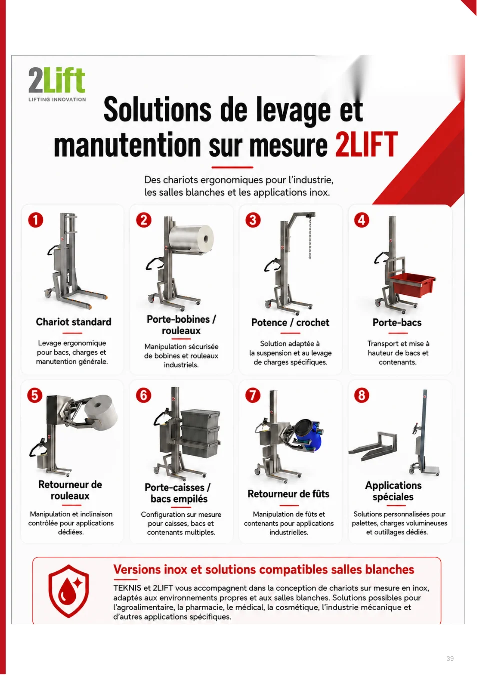 Solutions de levage et manutention sur mesure 2LIFT - page 39 du catalogue TEKNIS 2026