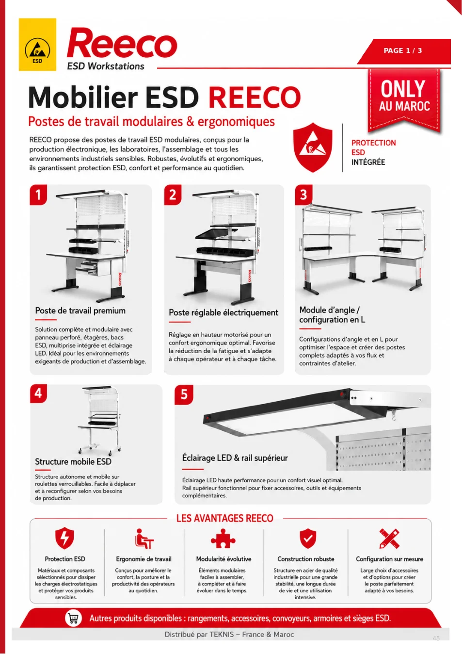 Mobilier ESD REECO – Page 1/3 - page 45 du catalogue TEKNIS 2026